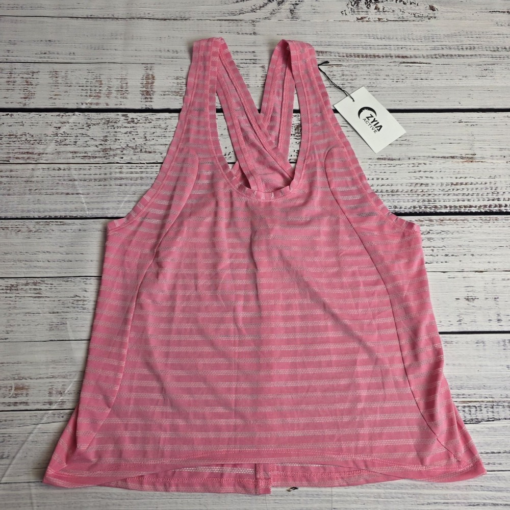 Zyia Active Pink‎ Nimbus Split Open Back Athletic Tank Top Size XL Perforated